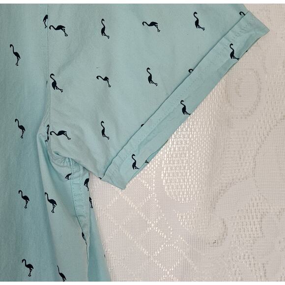 Plugg Mens Light Blue Medium Flamingo All Over Coastal Nautical Preppy Travel - Picture 6 of 11